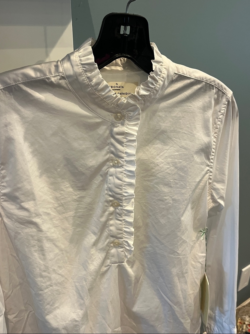 Trovata Birds of Paradis Breezy Ruffle Collar Henley Cotton Blouse - Picture 7 of 17
